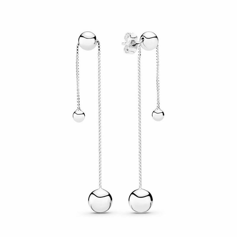 Pandora String Of Beads Dangle Earrings - Sterling Silver/Silicone - Canada | XB7735KB